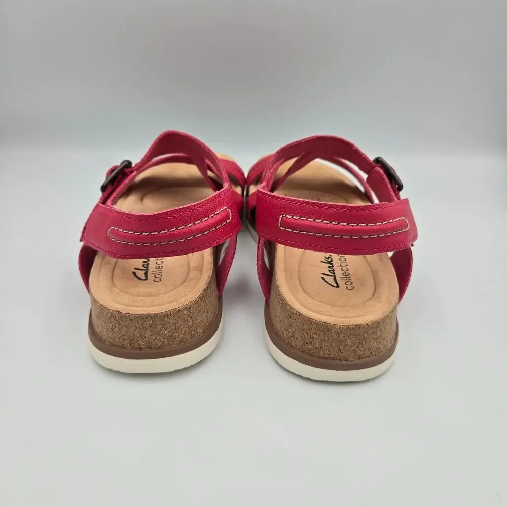 Clarks Brynn Step Fuchsia Leather Sandals – Women’s 6.5W